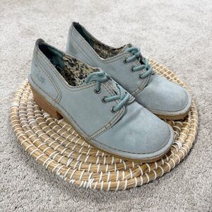 Rampage Women’s Leather Suede Flat Oxford Lace Up Shoes Block Heeled in Blue 8.5